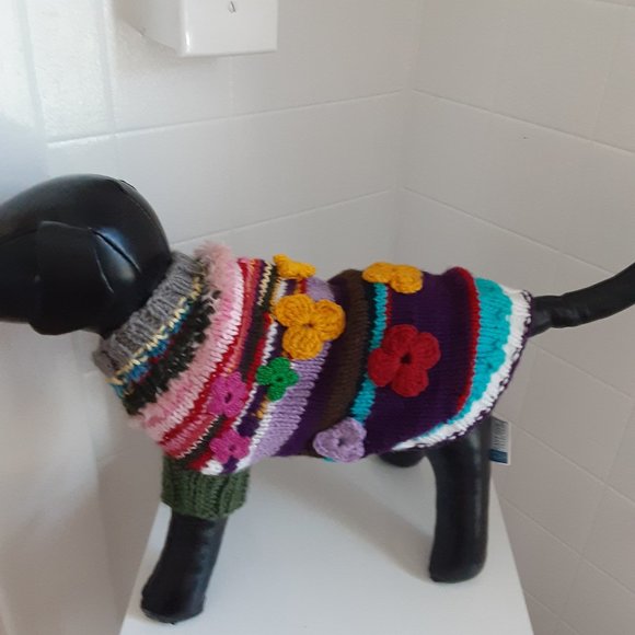 Flower dog sweater for small dogs